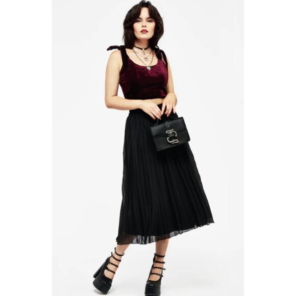DISTURBIA Paridamie dark academia pleated chiffon midi skirt - Picture 1 of 8